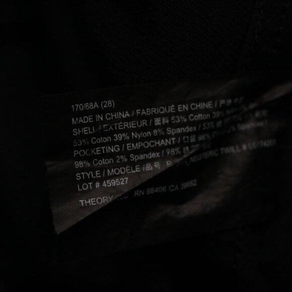 Theory Raffi Neoteric Twill Pants Men 28 Black Cotton/Nylon Stretch w/28" inseam - Picture 12 of 13